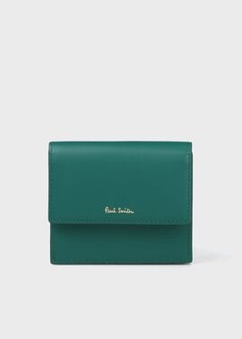 スワールカットカードレイヤー 2つ折り財布（ブルーグリーン