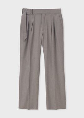 ウールカシミヤフランネル ベルトフロント ワイドトラウザーズ