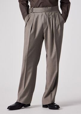 ウールカシミヤフランネル ベルトフロント ワイドトラウザーズ