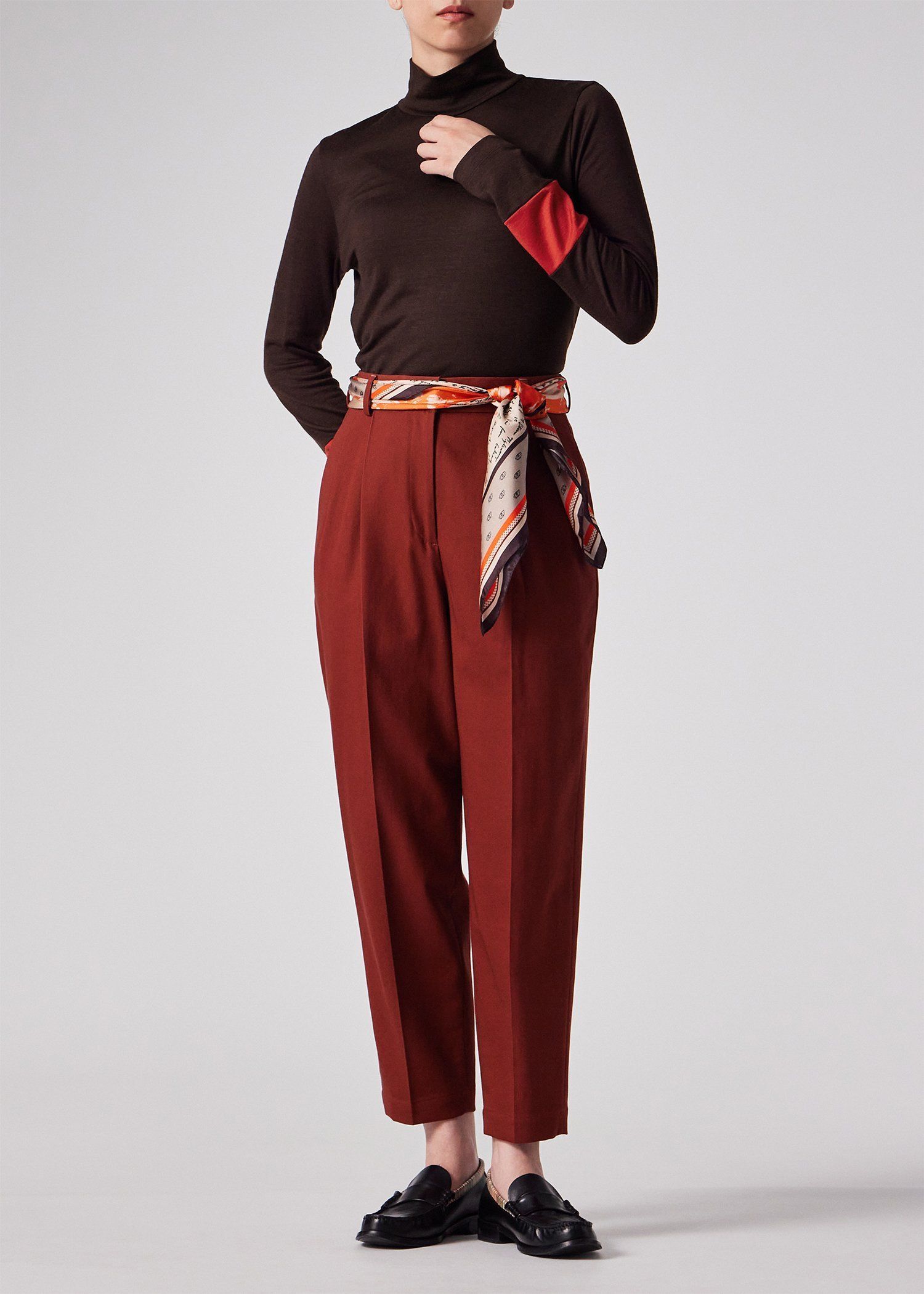 ウィメンズ コントラストカラー ハイネック カットソー