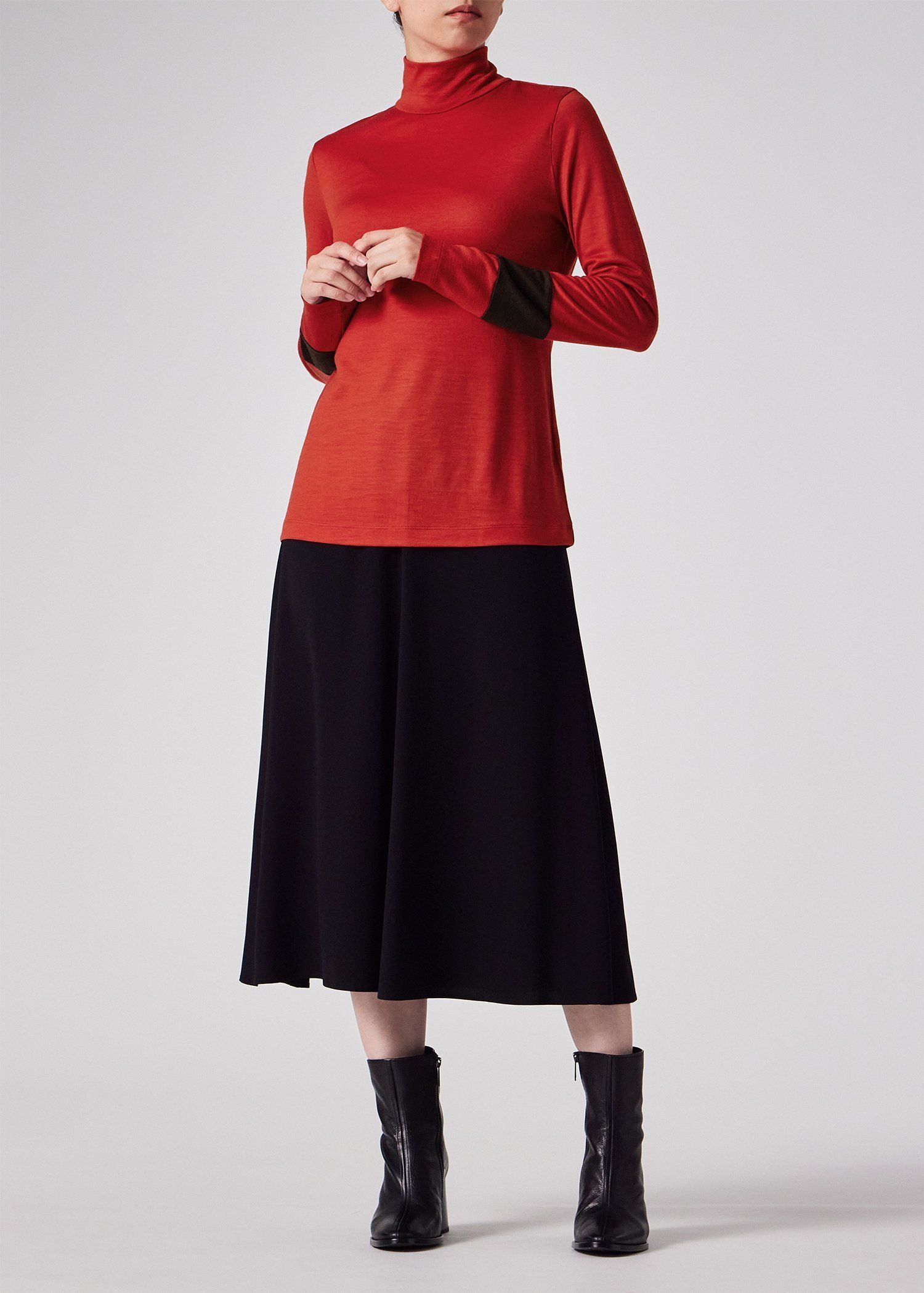 ウィメンズ コントラストカラー ハイネック カットソー