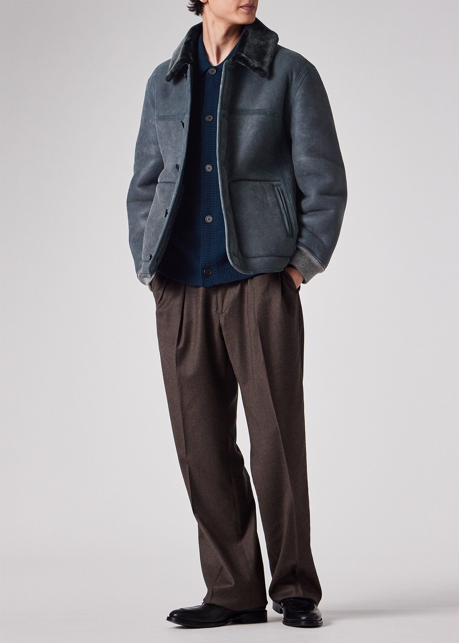 美品Paul Smith BLACKウール100% 牛革留め オンワード樫山 M ポールスミス PAUL SMITH 19SS チェスターコート ロング 付け襟