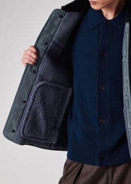 ムートンレザー ハーフブルゾン（ダークブルー） ｜ポール・スミス