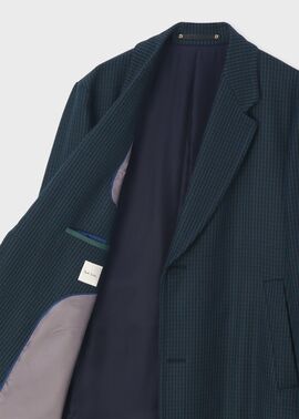 クラシックチェック バックベルト チェスターコート（ネイビー