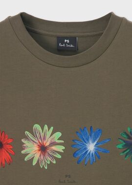 ウィメンズ マルチ フローラル プリント 長袖Tシャツ（カーキ