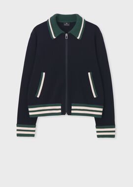 ポールスミス リブ ブルゾン MA-1 ジャケット シルバー ジップアップ M ポールスミス リブ ブルゾン MA-1 ジャケット シルバー ジップ