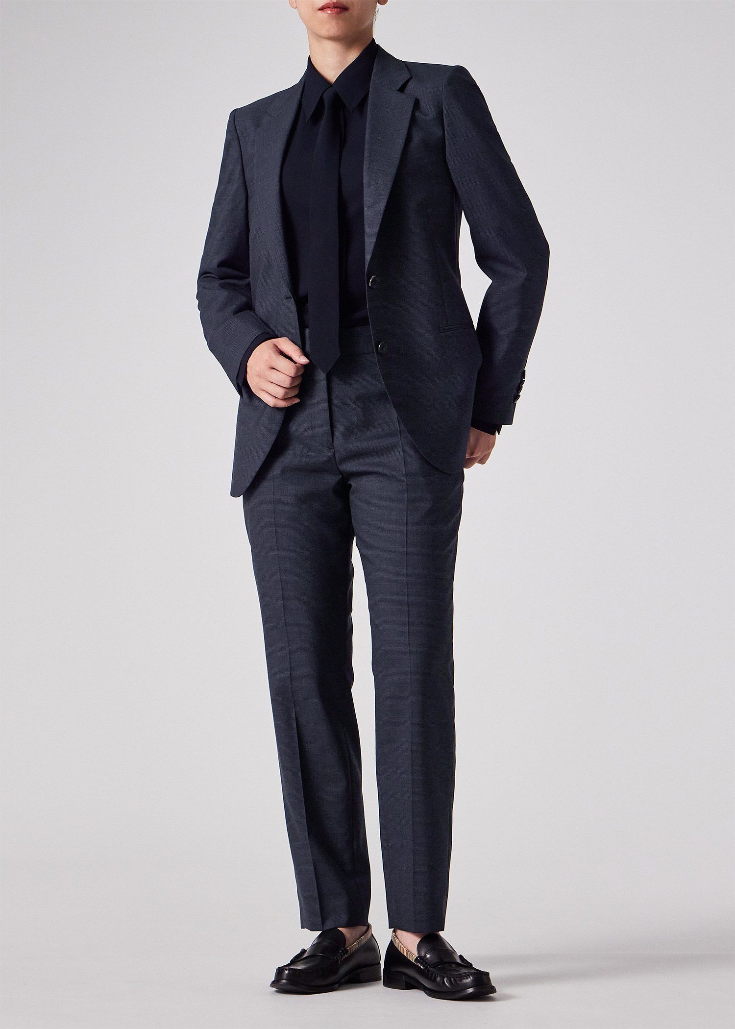 ウィメンズ マイクロ ハウンドトゥース ジャケット（ネイビー