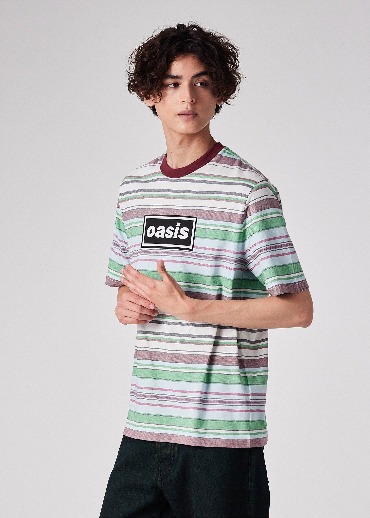 Paul Smith × Oasis ストライプ&ロゴ Tシャツ