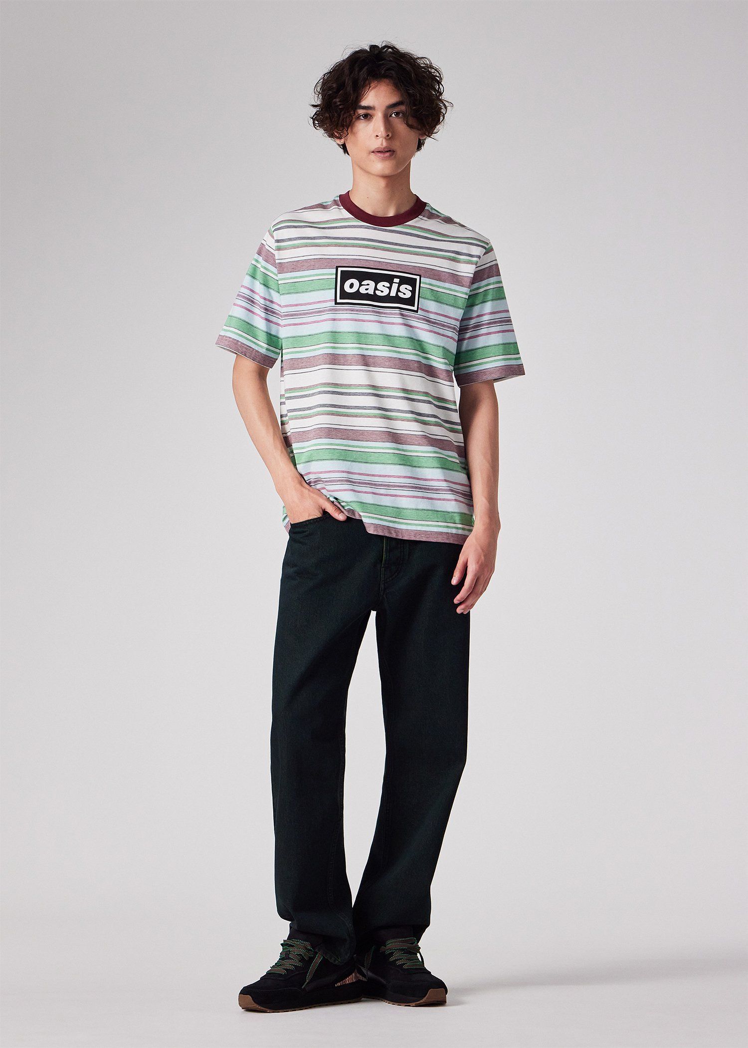Paul Smith × Oasis ストライプ&ロゴ Tシャツ