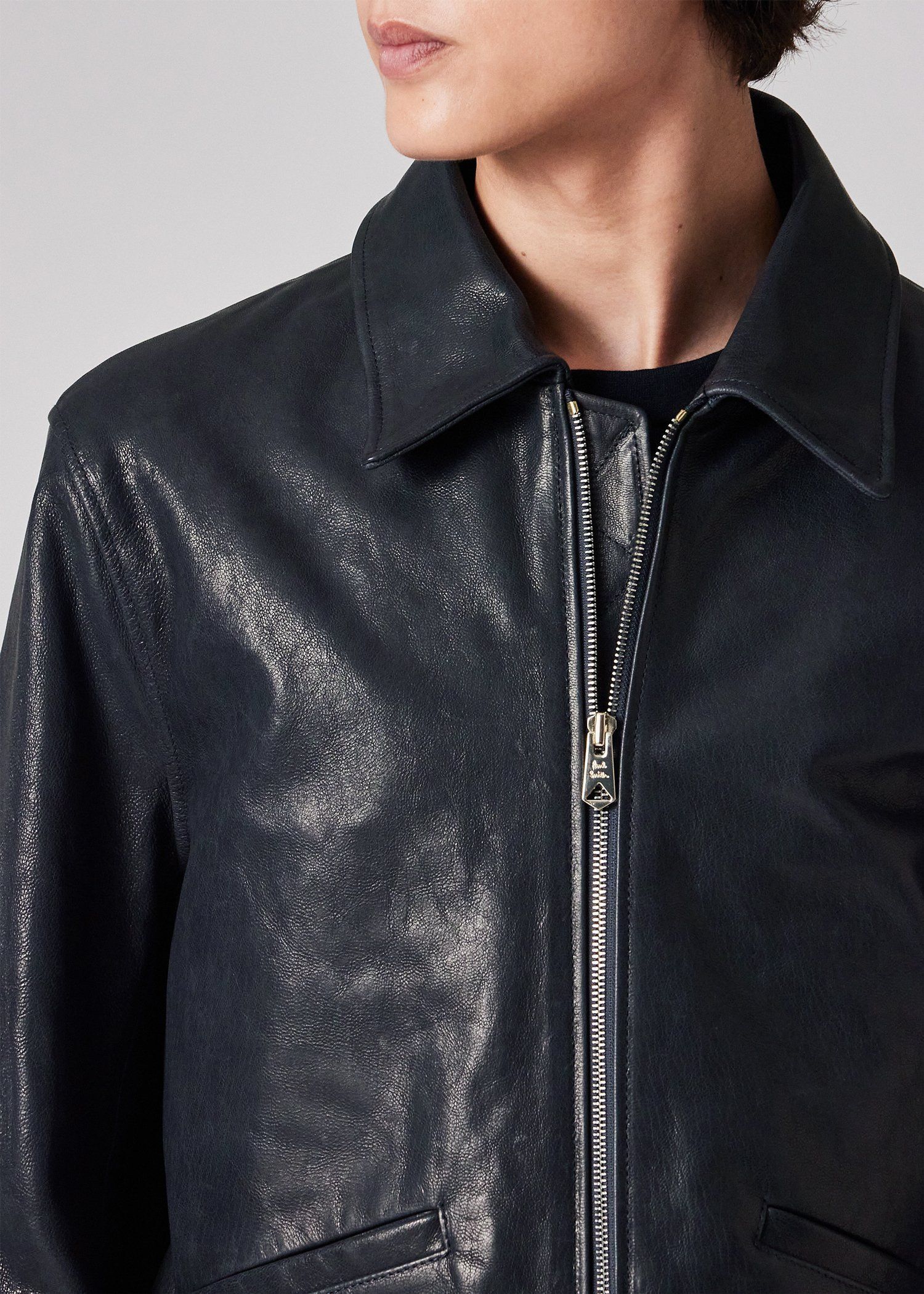 デタッチャブルボア ゴートレザーブルゾン（ネイビー） ｜ポール・スミス