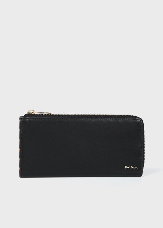 ✨極美品✨現行✨Paul　Smithブライトストライプトリム 　折り財布　黒 ✨極美品✨現行✨Paul Smithブライトストライプトリム 折り財布