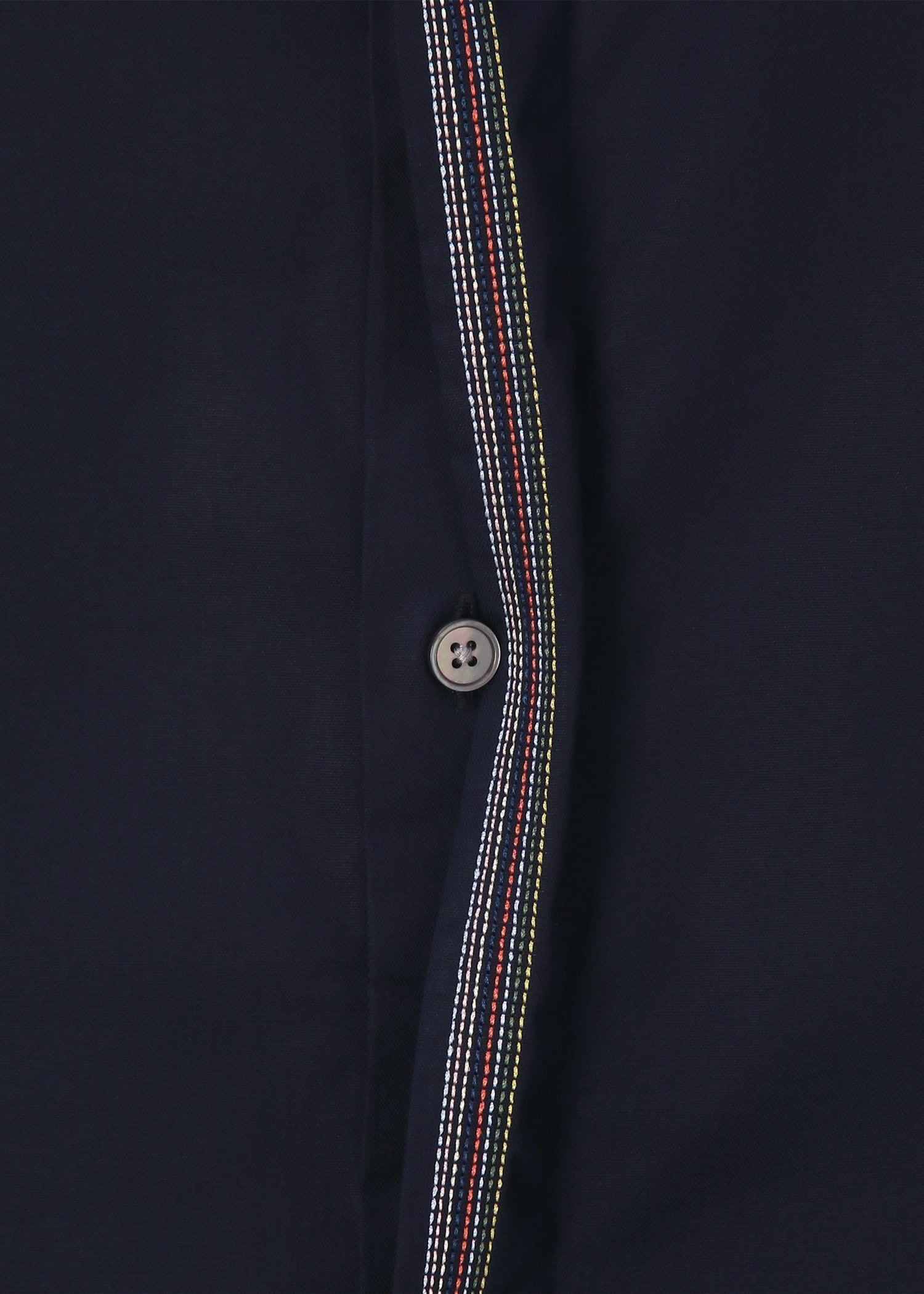 カラーストライプステッチ フライフロントシャツ