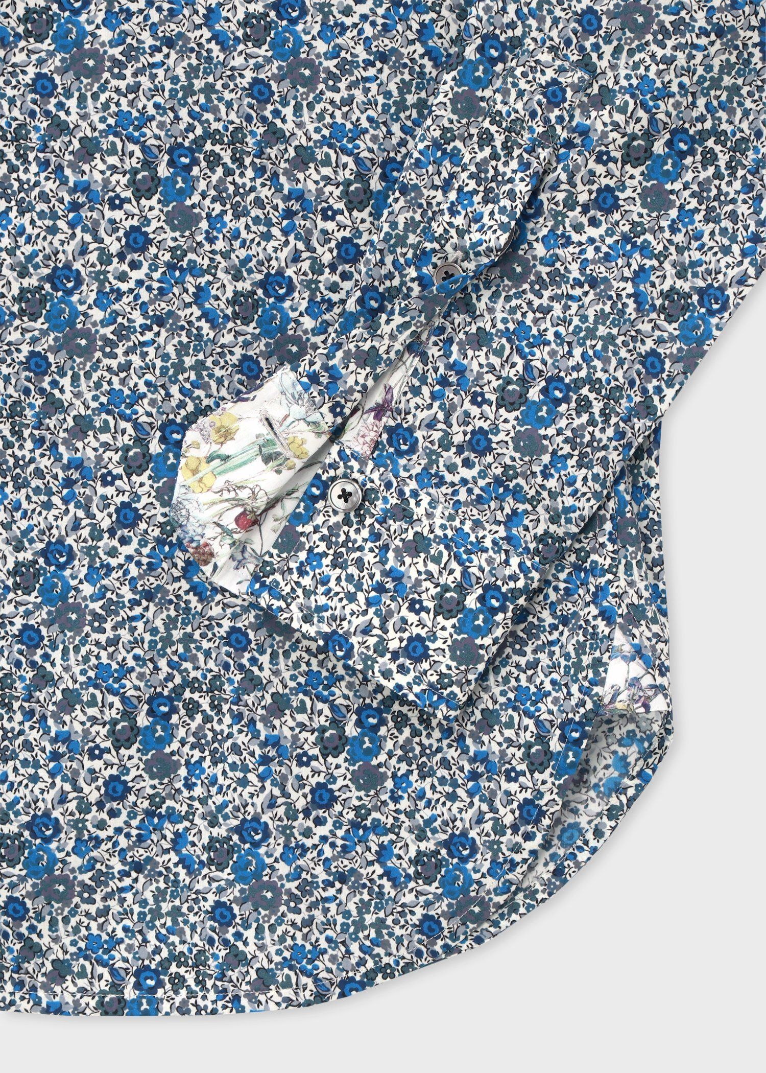 【クリーニング済み】ポールスミス 長袖シャツ リバティ 花柄 ブルー　メンズ L クリーニング済み】ポールスミス 長袖シャツ リバティ 花柄 ブルー