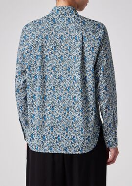 ウィメンズ リバティプリント 長袖シャツ（ライトブルー） ｜ポール