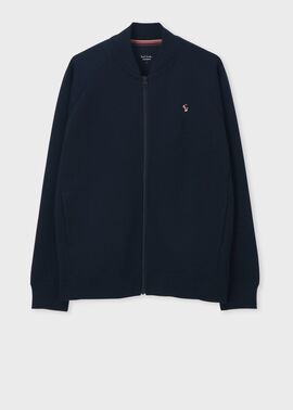 エステルレーヨンダンボール ジップアップブルゾン（ネイビー