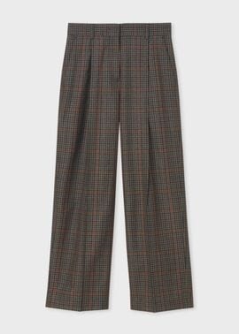 ウィメンズ クラシックガンクラブチェック ワイドタックパンツ