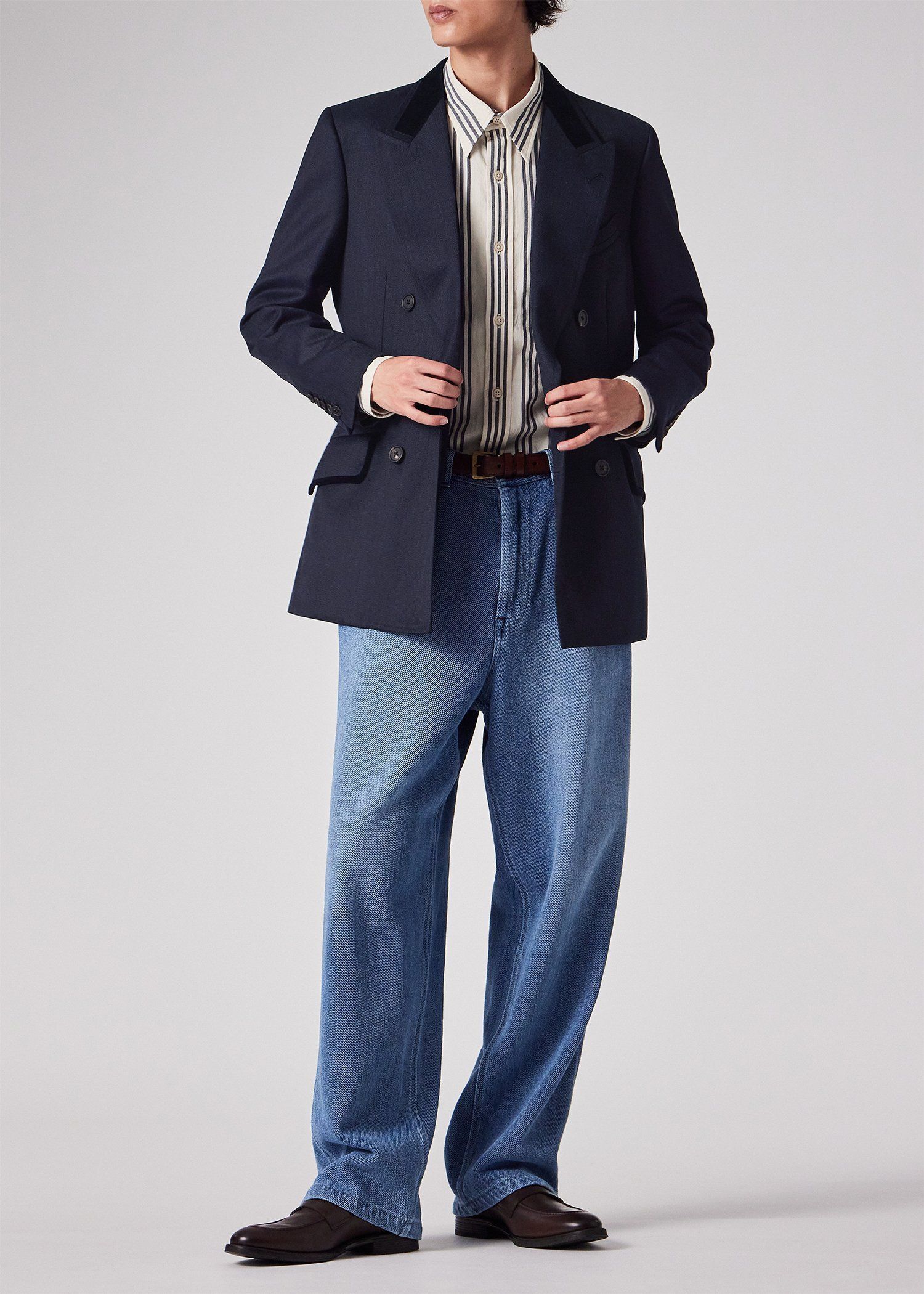 ポールスミス Paul Smith ダブルブレスト ブレザー ビンテージ美品 ヴィンテージテクスチャー ダブルブレスト ジャケット(ネイビー