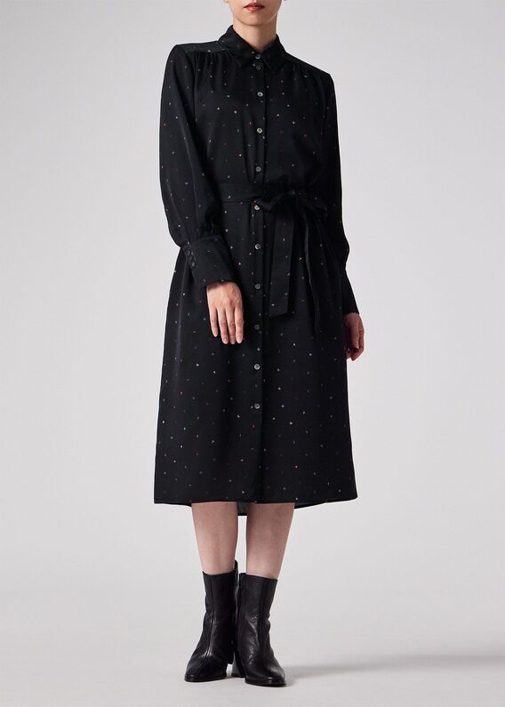 美品◆ポールスミス　ロングワンピース　シルク　ブラウン 美品◇ポールスミス ロングワンピース シルク ブラウン すべての