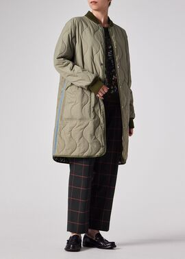 ポールスミス　ツイードロングコート ウィメンズ キルティング ロングコート（グレイッシュベージュ