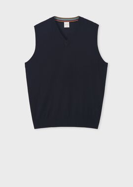 ハイゲージ Vネックニットベスト（ネイビー） ｜ポール・スミス