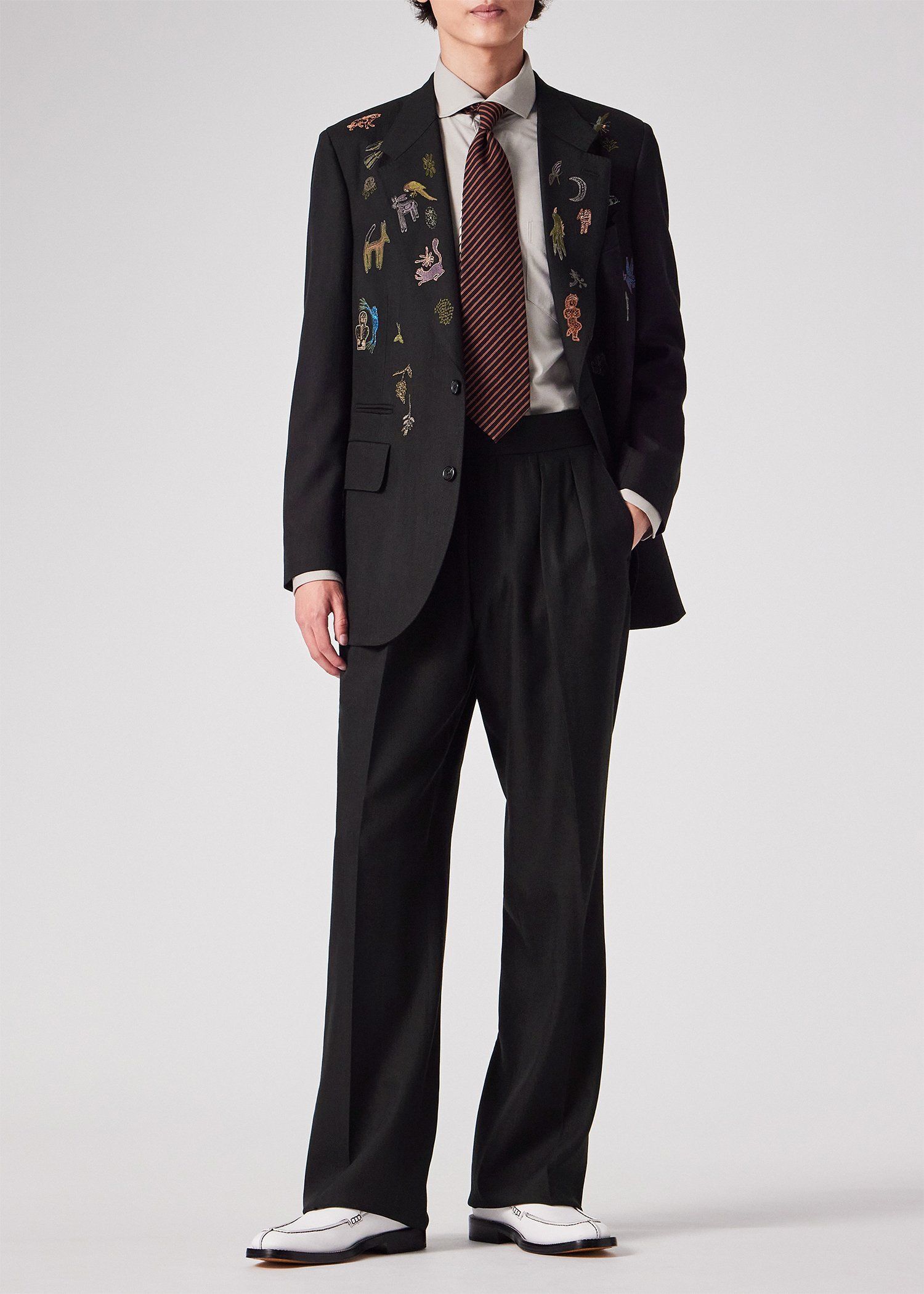 ドレープツイル エンブロイダリー シングル2Bジャケット