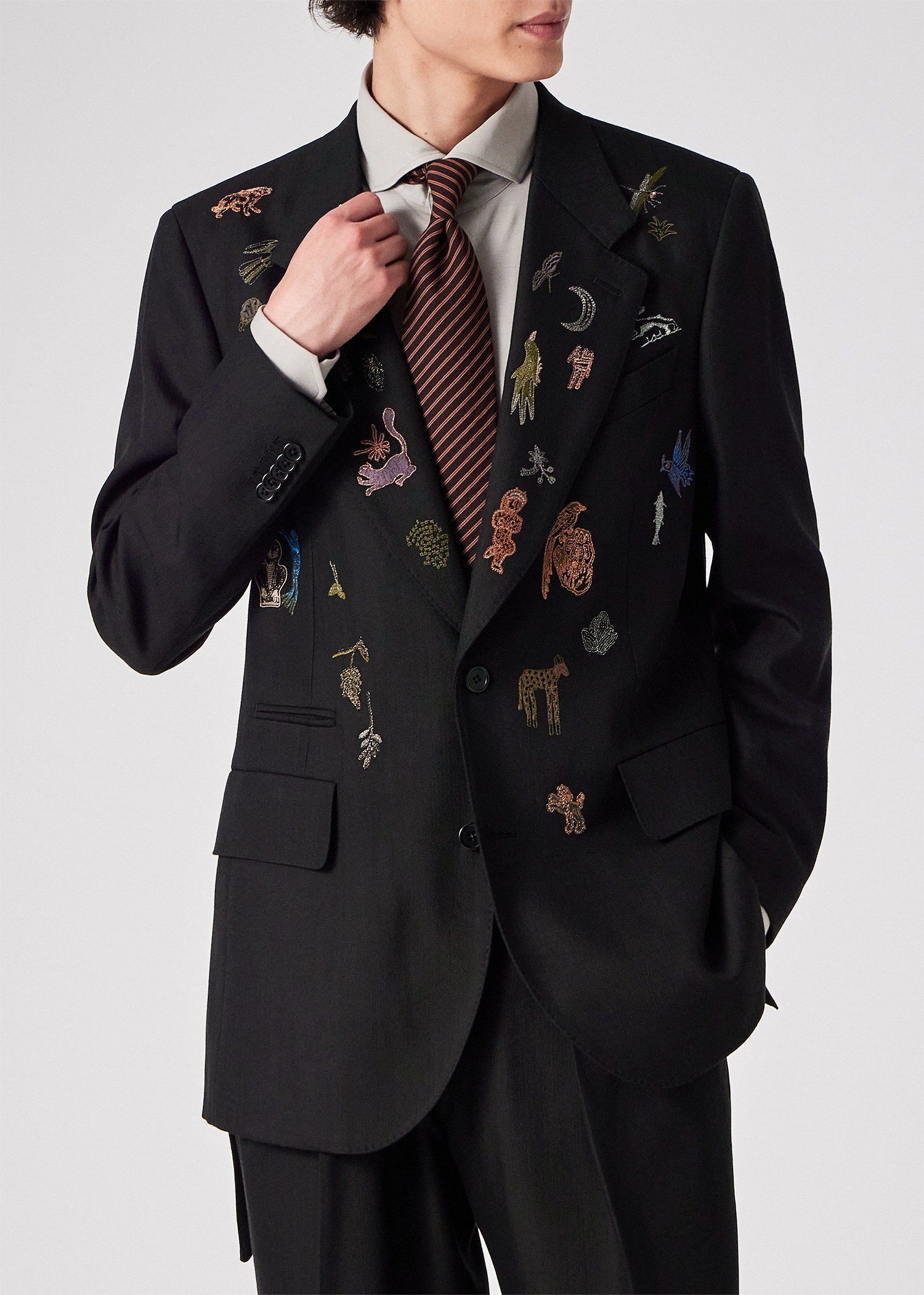 ドレープツイル エンブロイダリー シングル2Bジャケット