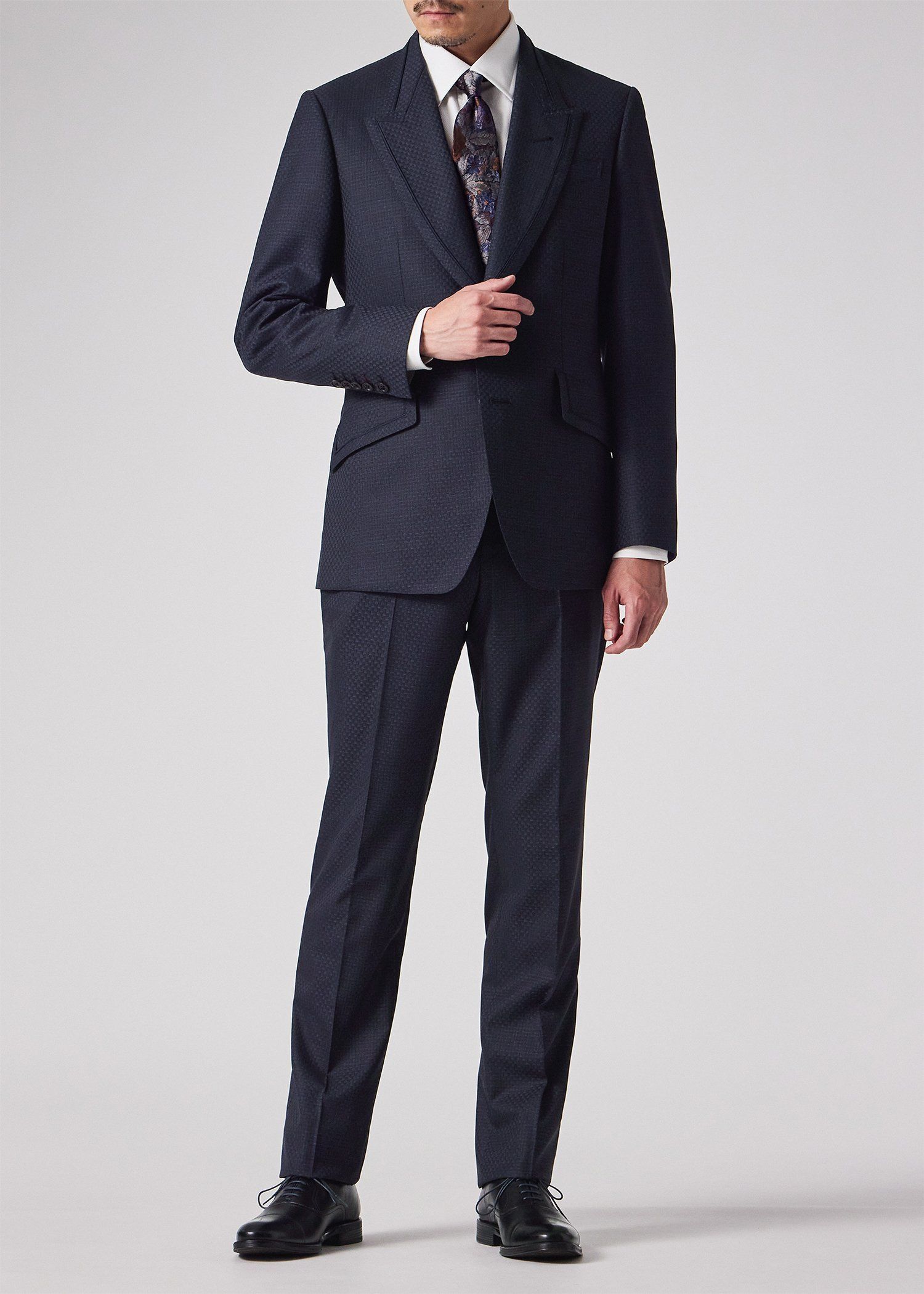 Paul Smith BLACK 新品チェック柄ビジネススーツ　ネイビー　L42 マイクロギンガムチェック シングル2Bスーツ（ダークブルー