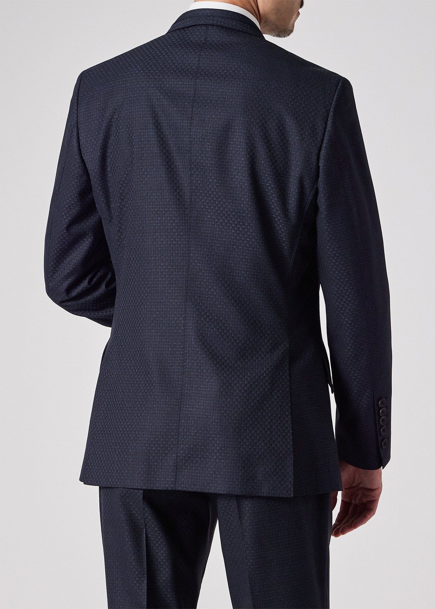 テクスチャードチェック ピークドラペル スーツ
