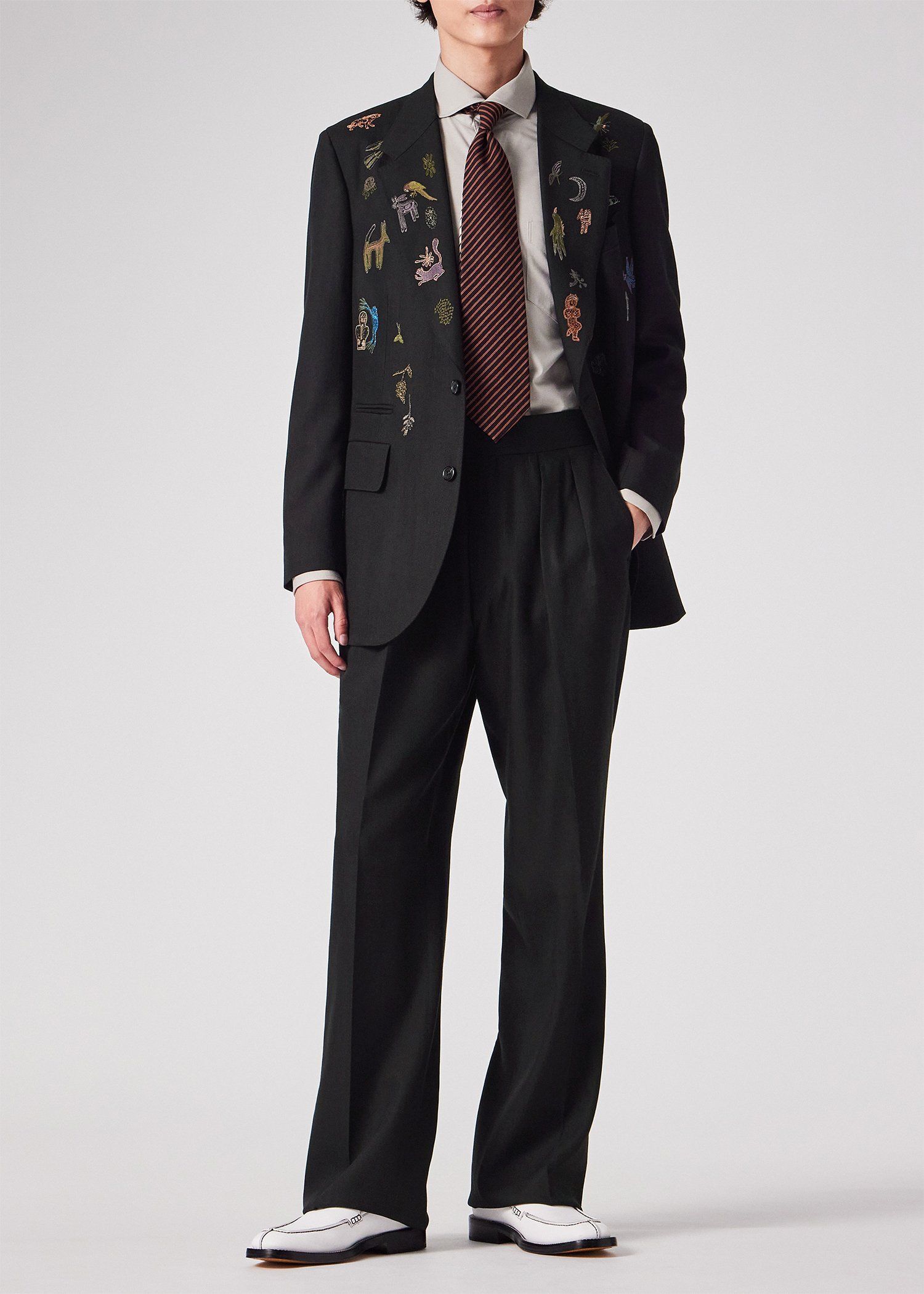 ドレープツイル ベルトフロント ワイドトラウザーズ