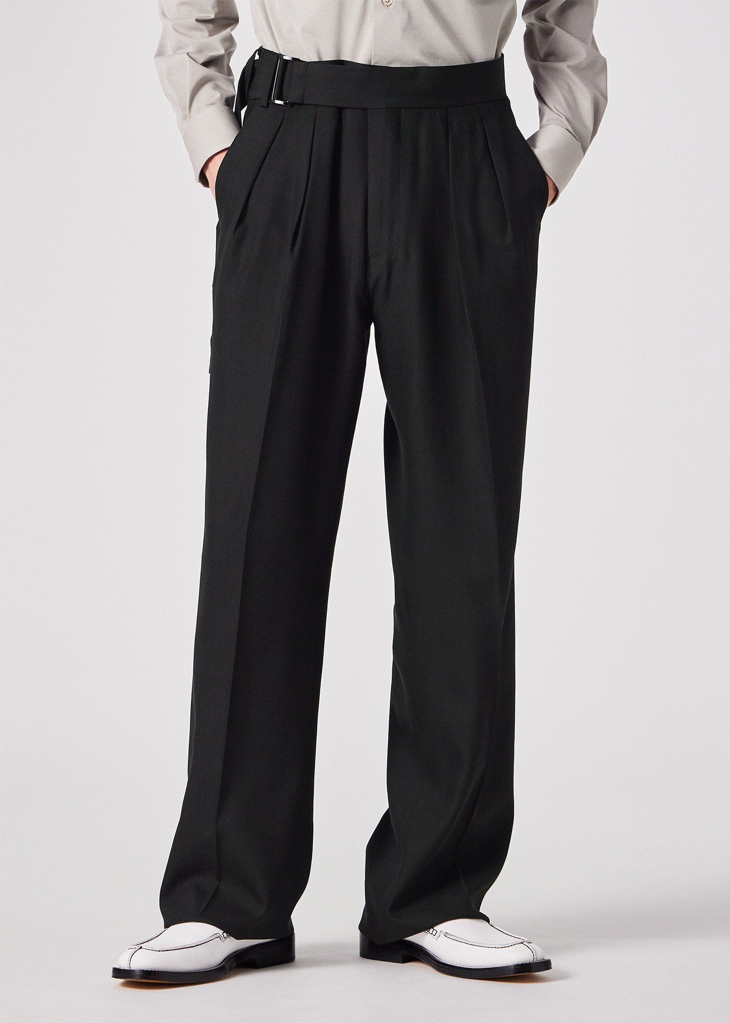 ドレープツイル ベルトフロント ワイドトラウザーズ