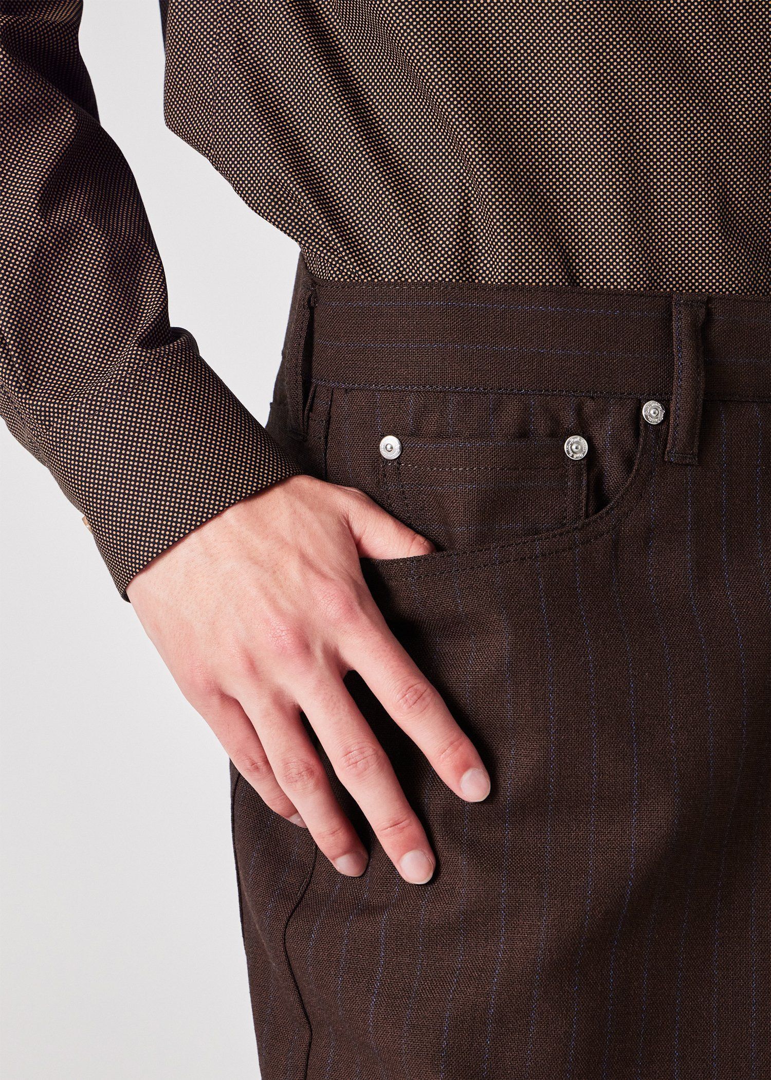 クラシックチョークストライプ 5ポケットパンツ