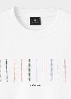 カラーステッチストライプ 長袖Tシャツ（ホワイト） ｜ポール・スミス