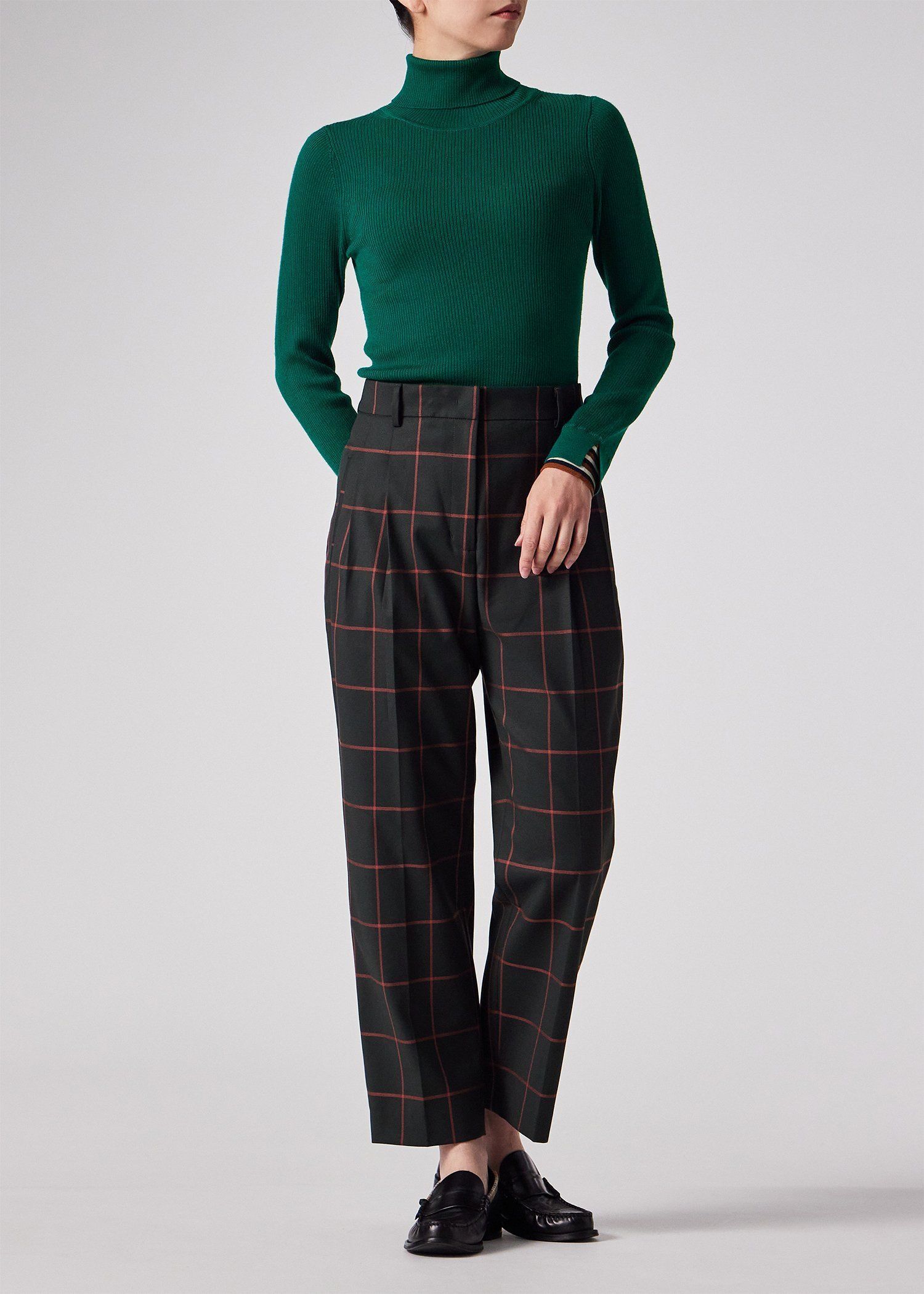 ウィメンズ ハイゲージ タートルネック ニット（グリーン） ｜ポール