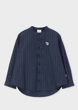 ジュニア ストライプ バンドカラーシャツ