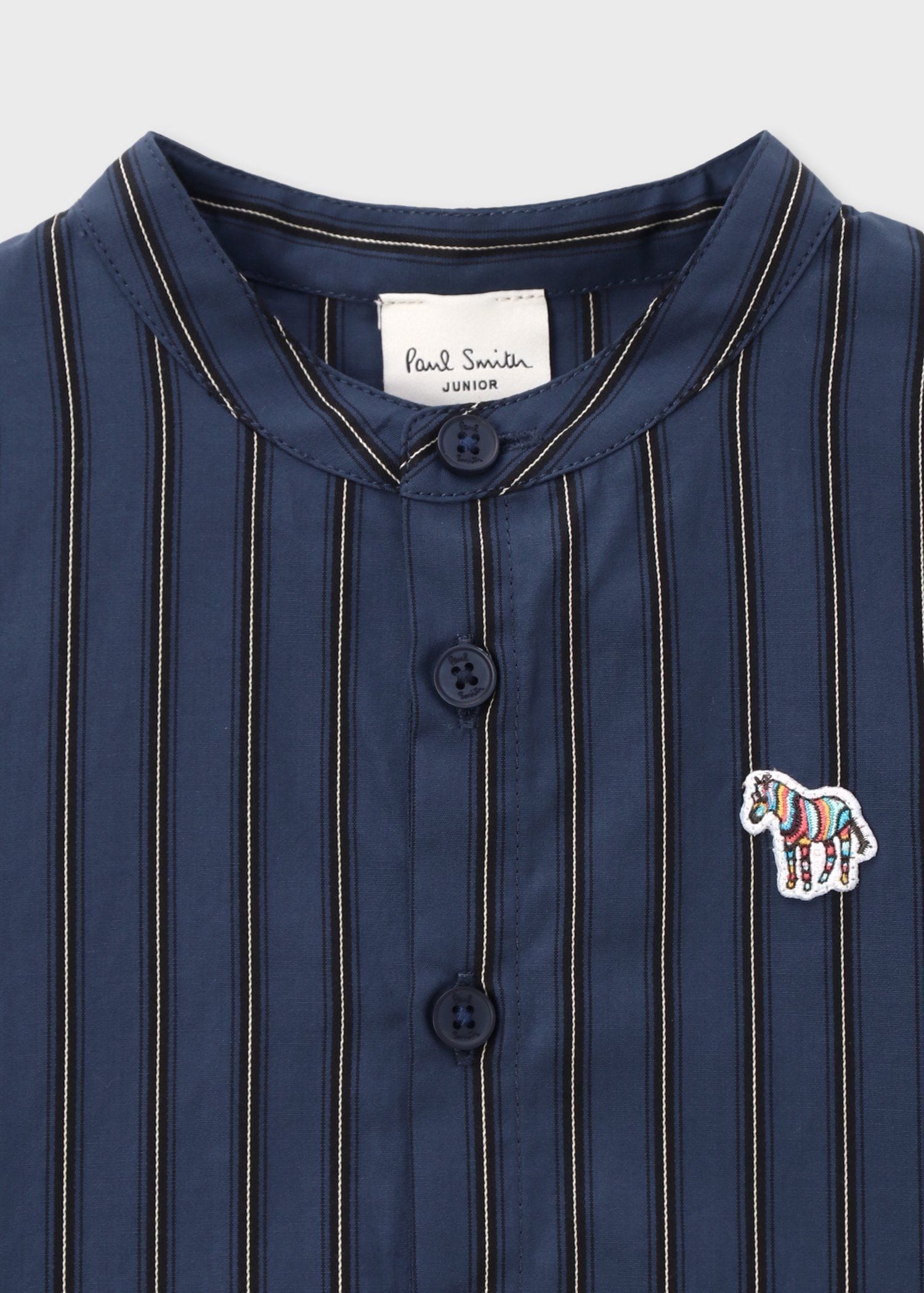 ジュニア ストライプ バンドカラーシャツ