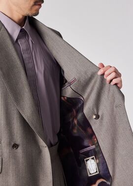 ウールカシミヤフランネル ダブルブレストジャケット（ブラウン