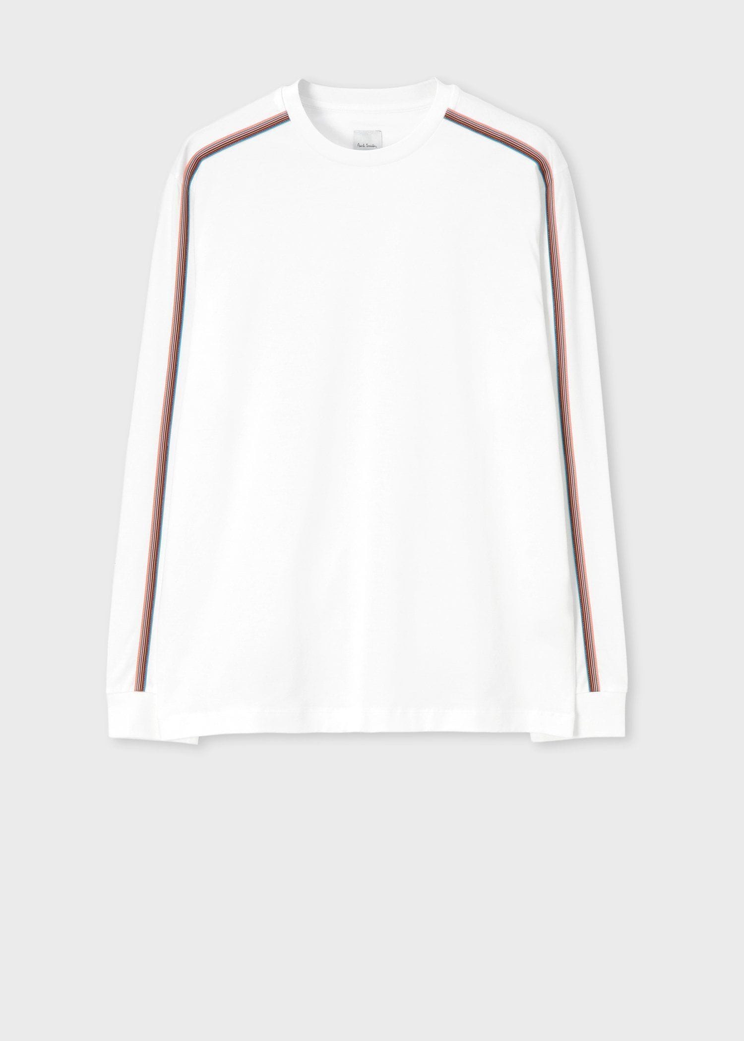 シグネチャーストライプテープ 長袖Tシャツ（ホワイト） ｜ポール・スミス