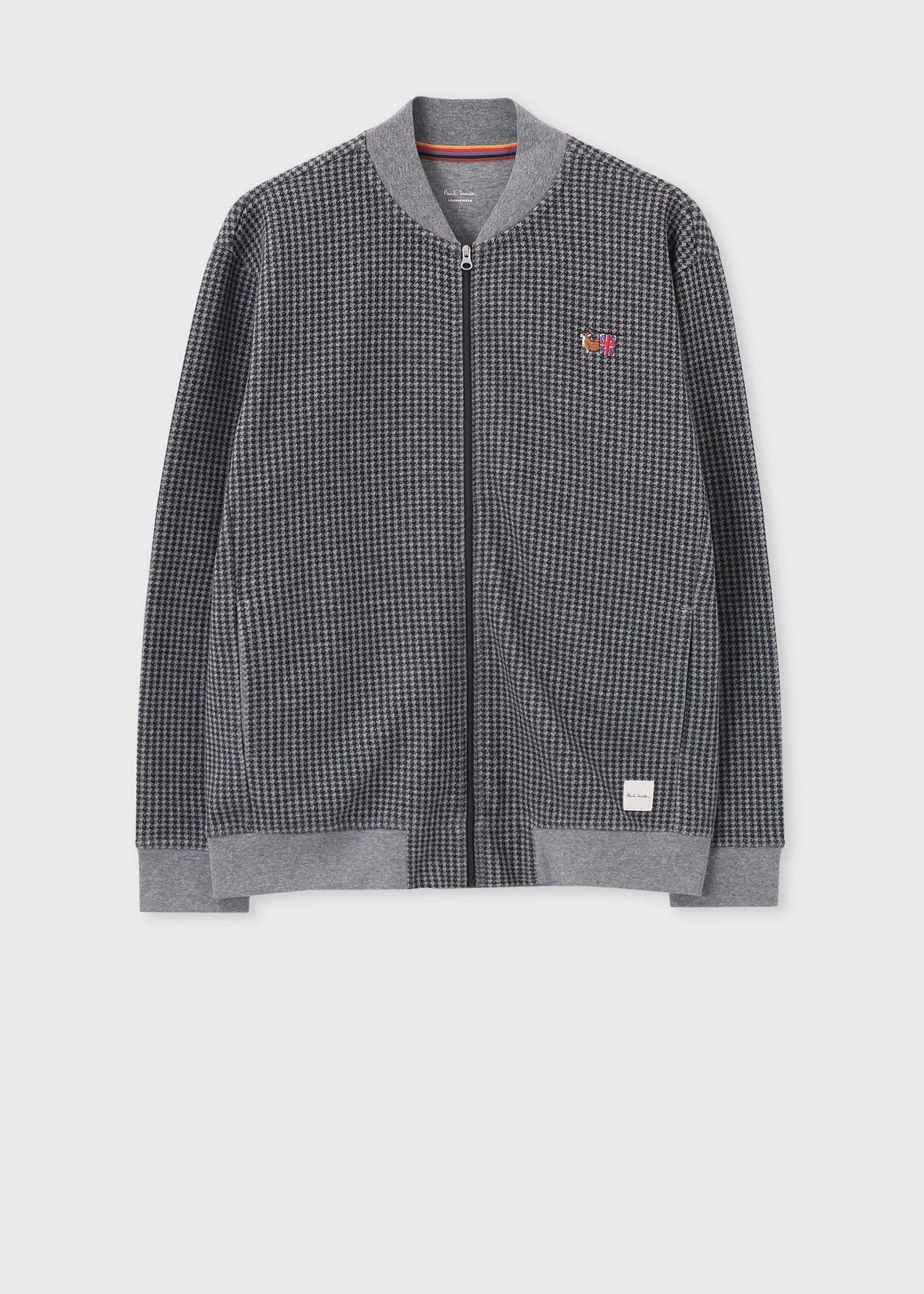 ハウンドトゥースジャカードジップアップ ブルゾン