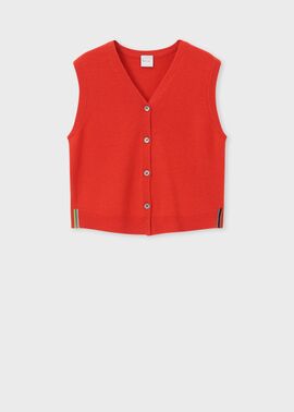 ウィメンズ インターシャ ストライプ ベスト（オレンジ） ｜ポール・スミス