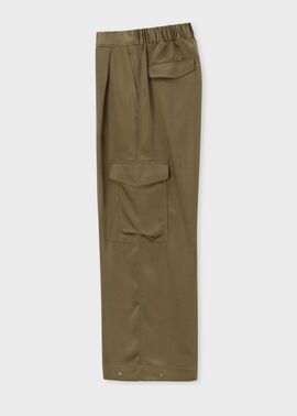 ウィメンズ サテン ミリタリー カーゴパンツ（カーキ） ｜ポール・スミス