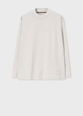 "Cropped logo" モックネック長袖Tシャツ