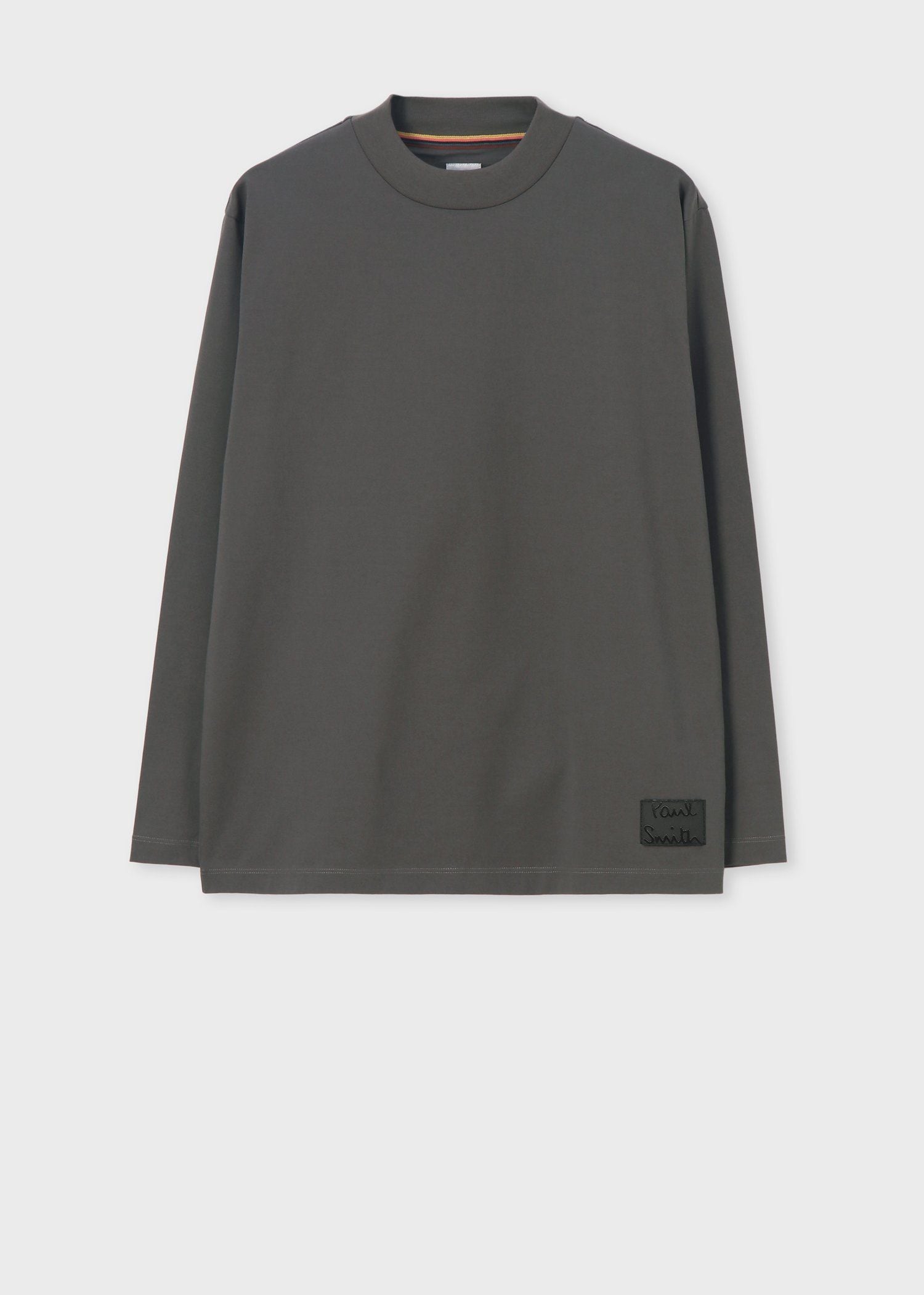 "Cropped logo" モックネック長袖Tシャツ