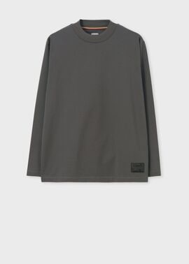 "Cropped logo" モックネック長袖Tシャツ