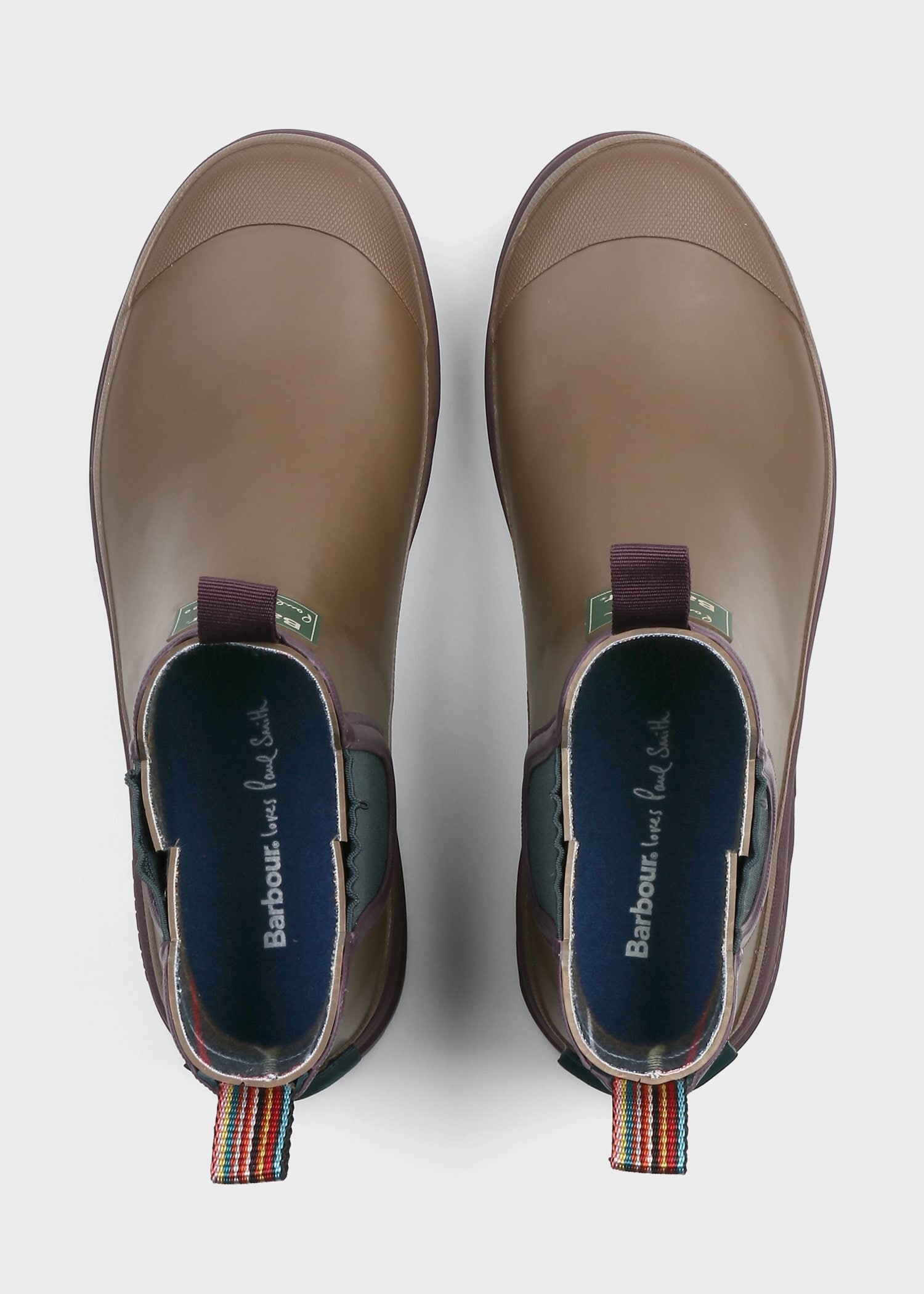 "Paul Smith Loves Barbour" カラーブロック サイドゴアレインブーツ