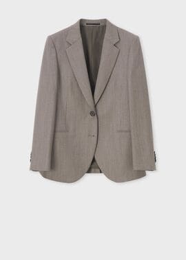 ウィメンズ カシミアブレンド フランネル ジャケット（グレイッシュ