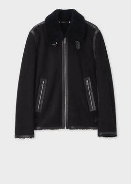 コンビテクスチャー ムートンレザー ブルゾン