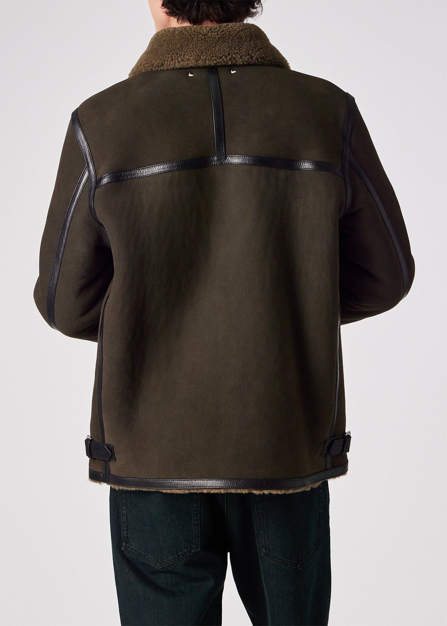 コンビテクスチャー ムートンレザー ブルゾン