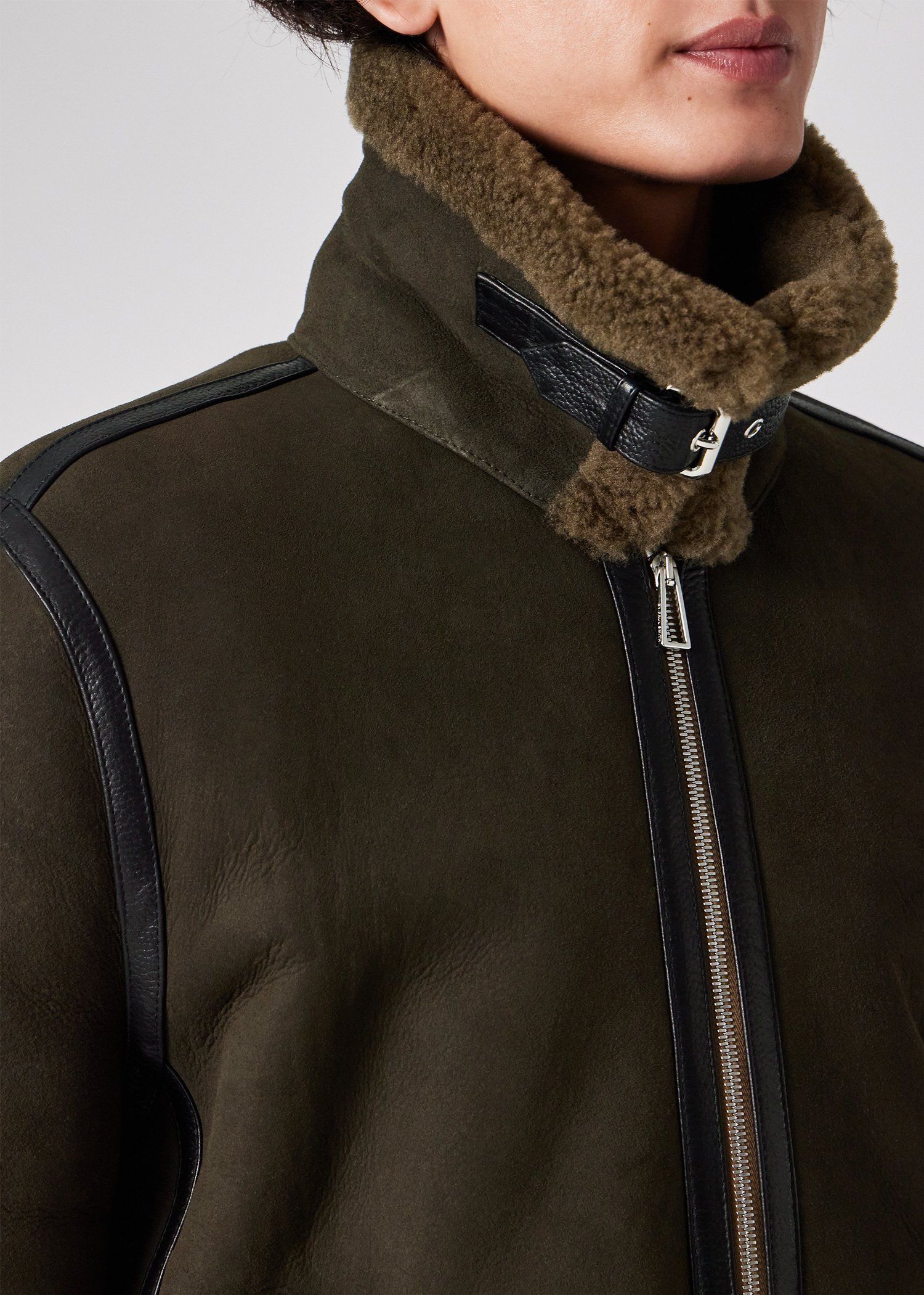 コンビテクスチャー ムートンレザー ブルゾン