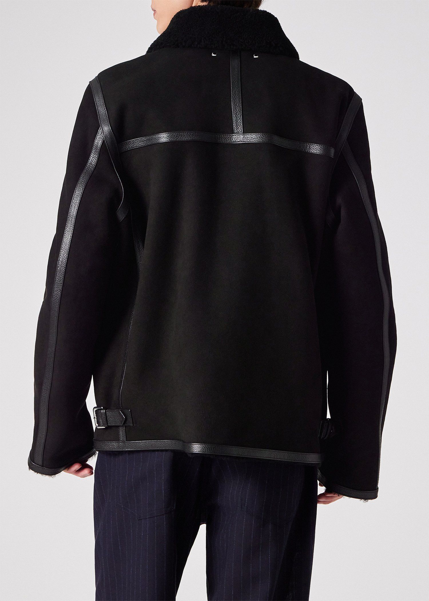 コンビテクスチャー ムートンレザー ブルゾン