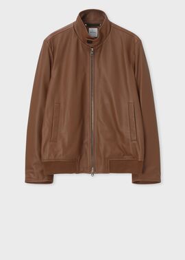 スタンドカラー レザーブルゾン（キャメル） ｜ポール・スミス